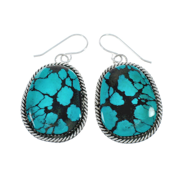 Navajo Turquoise Sterling Silver Hook Dangle Earrings X11017